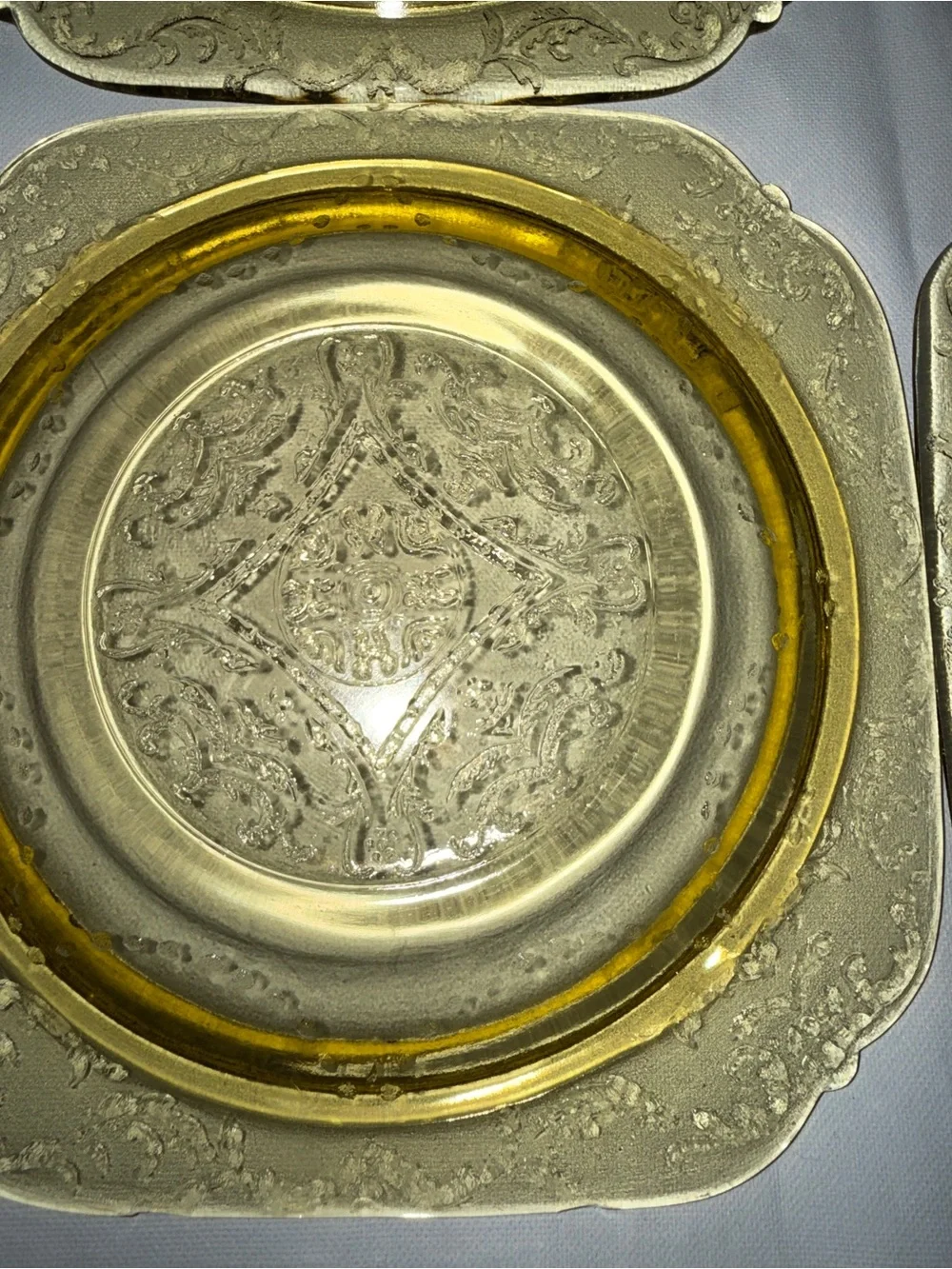 Vintage Amber Depression Glass Salad Dessert Plates Set of 4